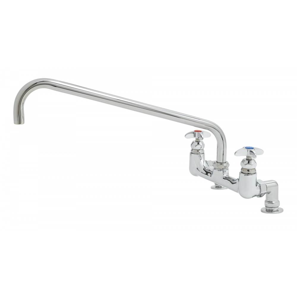 T&S Brass Big-Flo Mixing Faucet, 8'' Deck Mount, 18'' Swing Nozzle, 00YY Inlet Flanges