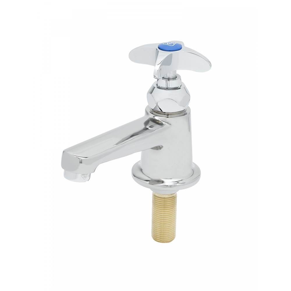 T&S Brass Sill Faucet, 1/2'' NPS Male Shank, Non-Splash Aerator, 4-1/8'' Outlet to Center