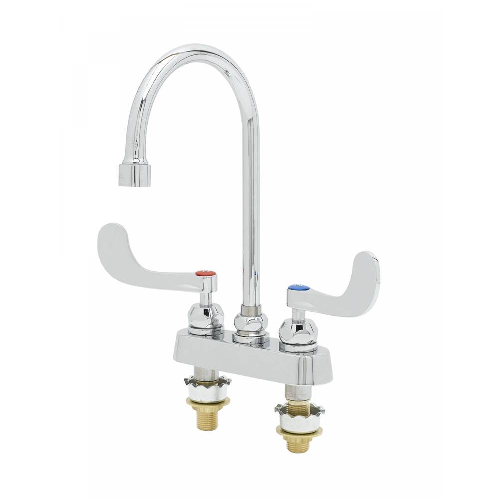 T&S Brass Workboard Faucet, 4'' Deck Mount, 6'' Swivel GN, 1.5 GPM VR Outlet, 4'' Handles, XS Shanks