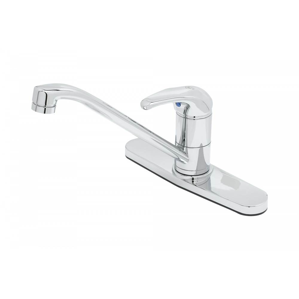 T&S Brass Single Lever Faucet, 9'' Spout, Swivel Base, 10'' Deckplate, VR 1.5 GPM Laminar Flow Device