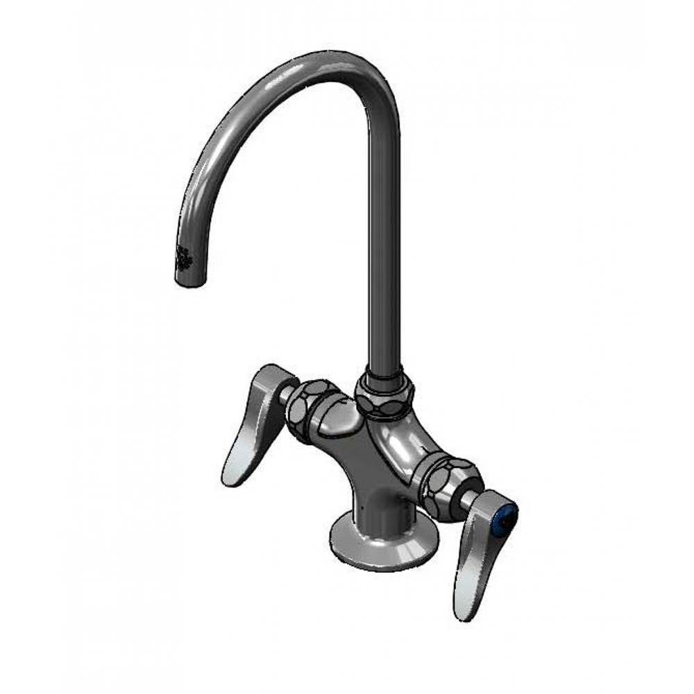 T&S Brass Double Pantry Faucet, Single Hole, Ceramas, 133XP-F15 Swivel Gooseneck, Lever Handles