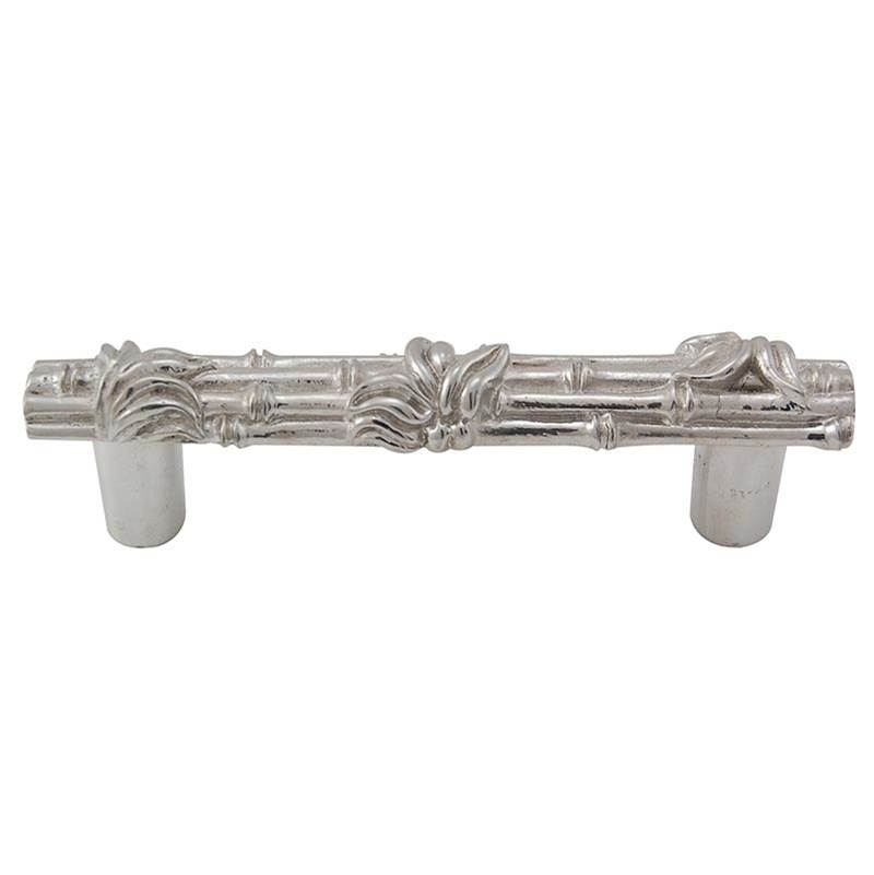 Vicenza Designs Palmaria, Pull, Bamboo, 3 Inch, Polished Silver