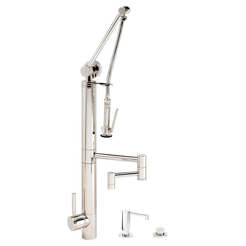 Waterstone Waterstone Contemporary Gantry Pulldown Faucet - 12'' Articulated Spout - 3pc. Suite
