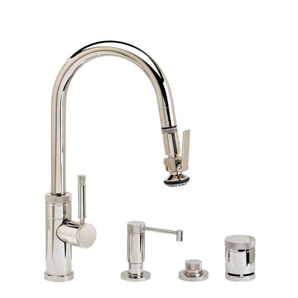 Waterstone Waterstone Industrial Prep Size PLP Pulldown Faucet - Lever Sprayer - Angled Spout - 4pc. Suite