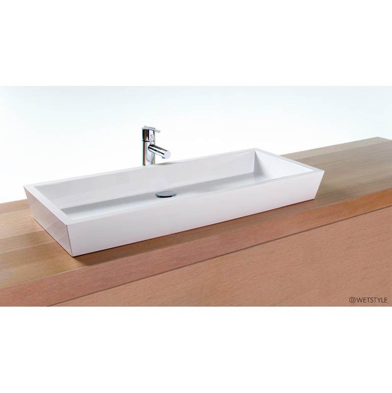 WETSTYLE Lav - Cube - 36 X 15 X 4 - Above Mount Vessel - Nt O/F - White True High Gloss