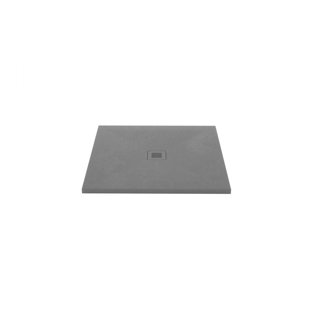 WETSTYLE Shower Base - Feel - 36 X 36 - Center Drain - Grey Concrete - 3 Cuts