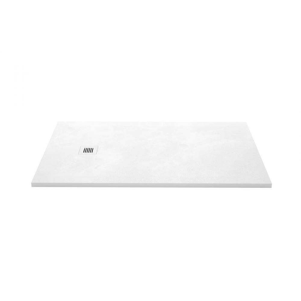 WETSTYLE Shower Base - Feel - 60 X 36 - End Drain - White Concrete - 1 Cut
