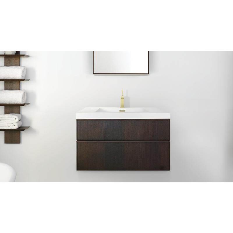 WETSTYLE Furniture Frame Linea Metro Serie - Vanity Wall-Mount 42 X 18 - 2 Drawers, Horse Shoe Drawers - Oak Black
