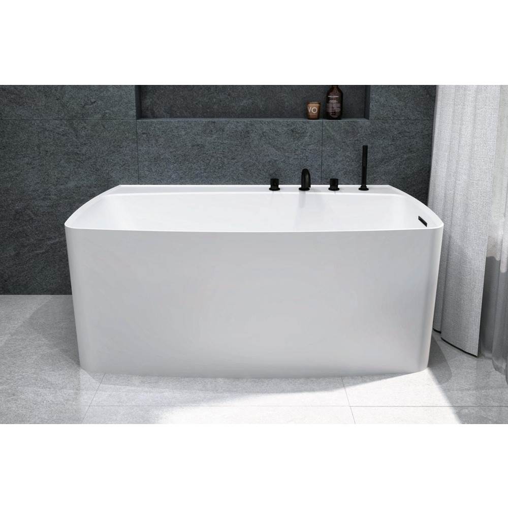WETSTYLE Lab Bath - 59.5 X 31.5 X 24 - Fs - Built In Bn O/F & Drain - White True High Gloss