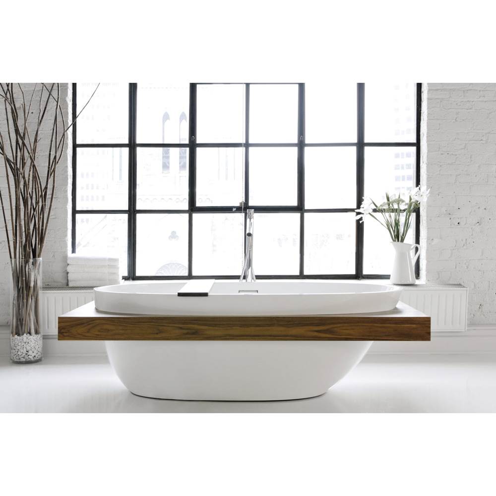 WETSTYLE Be Bath 70 X 38 X 22 - Fs  - Built In Nt O/F & Wh Drain -  Surround Wood Shelf -  Oak Black - White True High Gloss