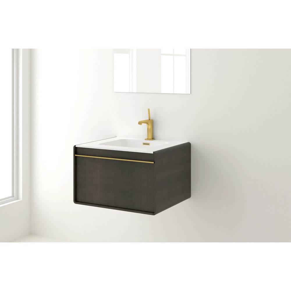 WETSTYLE Deco Vanity Wallmount 60'' - Wl Config Walnut Natural And Matte Lacquer Pacific Blue - Matte Black Metal